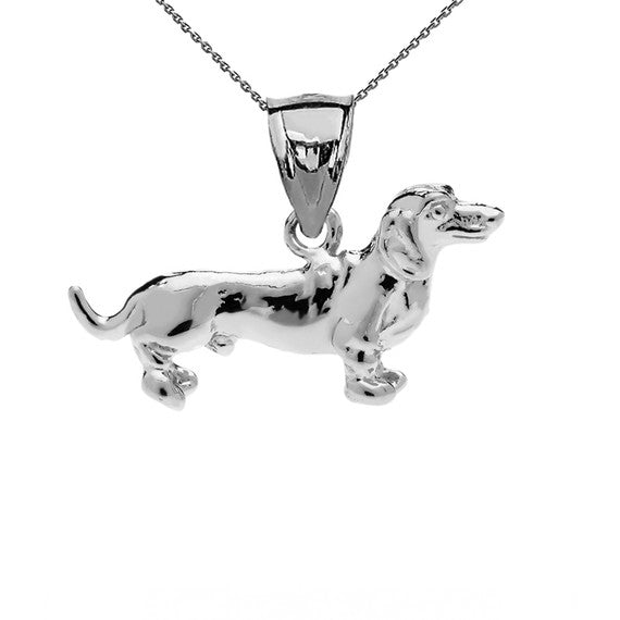 Solid Gold Dachshund Pendant Necklace (Available in Yellow/Rose/White Gold)