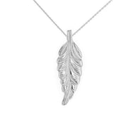 Solid Gold Bohemia Boho Feather Pendant Necklace (Available in Yellow/Rose/White Gold)
