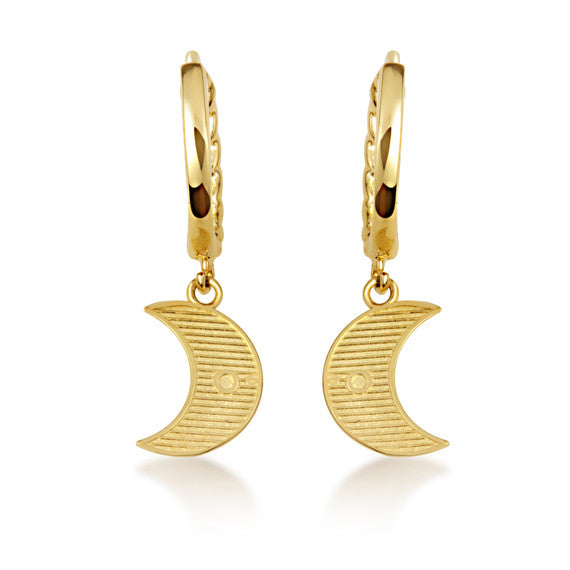 Yellow Gold Marine Dolphin Cuban Link Huggie Hoop Earrings