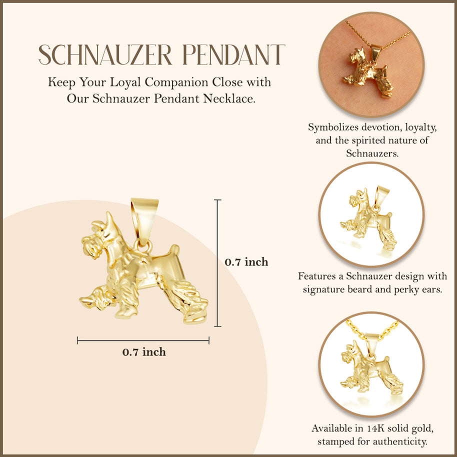 Gold Schnauzer Dog Necklace (Available in Yellow Gold, Rose Gold, White Gold)