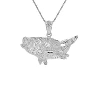 Gold Diamond Cut Bass Fish Pendant Necklace (Available in Yellow/Rose/White Gold)