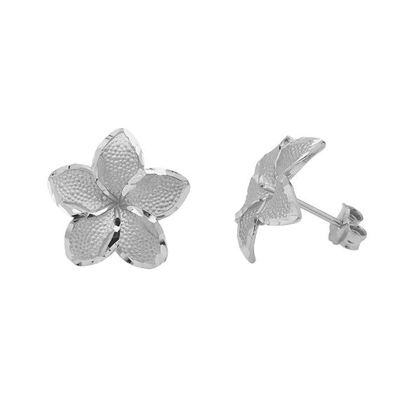 Gold Plumeria Flowers Stud Earrings (Available in Yellow/Rose/White Gold)