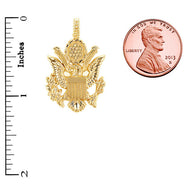Solid Gold American Eagle Coat of Arms Pendant Necklace(Available In Yellow/Rose/White Gold)