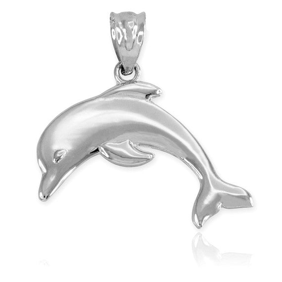 Solid Gold Jumping Dolphin Pendant Necklace (Available in Yellow/Rose/White Gold)