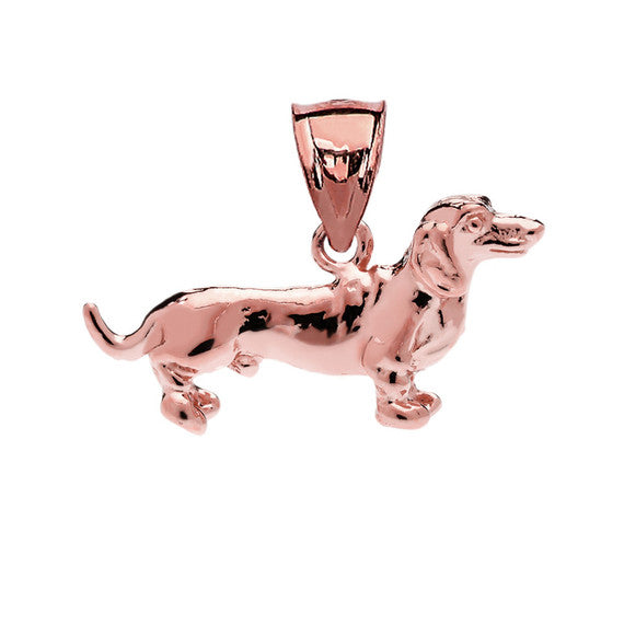 Solid Gold Dachshund Pendant Necklace (Available in Yellow/Rose/White Gold)