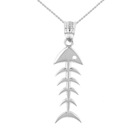Gold Fish Bone Skeleton Pendant Necklace(Available In Yellow/Rose/White Gold)
