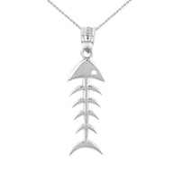Gold Fish Bone Skeleton Pendant Necklace(Available In Yellow/Rose/White Gold)