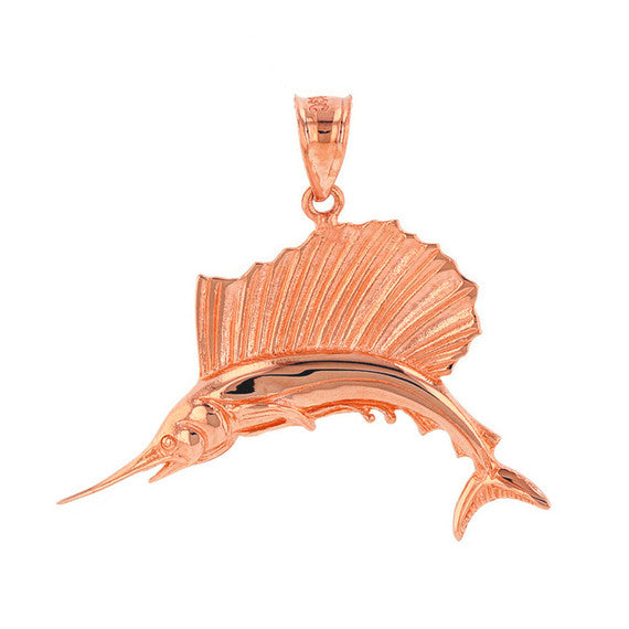 Gold Marlin Swordfish Pendant Necklace (Available in Yellow/Rose/White Gold)