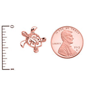 Gold Diamond Hawaiian Lucky Charm Honu Turtle Hidden Bail Pendant Necklace(Available in Yellow/Rose/White)