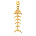 Gold Fish Bone Skeleton Pendant Necklace(Available In Yellow/Rose/White Gold)