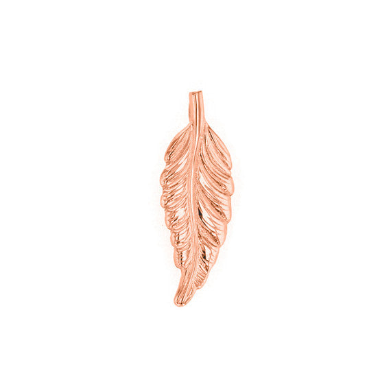 Solid Gold Bohemia Boho Feather Pendant Necklace (Available in Yellow/Rose/White Gold)