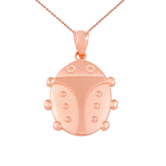 Solid Gold Lucky Ladybug Pendant Necklace (Available in Yellow/Rose/White Gold)