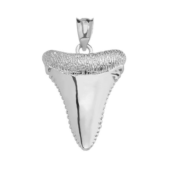 Solid Gold Polished Shark Tooth Pendant Necklace (Available in Yellow/Rose/White Gold)