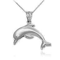 Solid Gold Jumping Dolphin Pendant Necklace (Available in Yellow/Rose/White Gold)