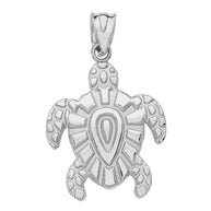 Gold Tribal Hawaiian Turtle Pendant Necklace (Available in Yellow/Rose/White Gold)