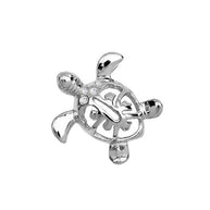 Gold Diamond Hawaiian Lucky Charm Honu Turtle Hidden Bail Pendant Necklace(Available in Yellow/Rose/White)