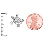 Gold Diamond Hawaiian Lucky Charm Honu Turtle Hidden Bail Pendant Necklace(Available in Yellow/Rose/White)