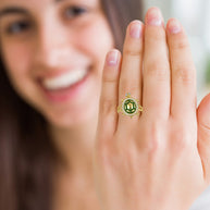 Gold Enamel Sea Turtle Cubic Zirconia Studded Ring 1mm (Available in Yellow/Rose/White Gold)