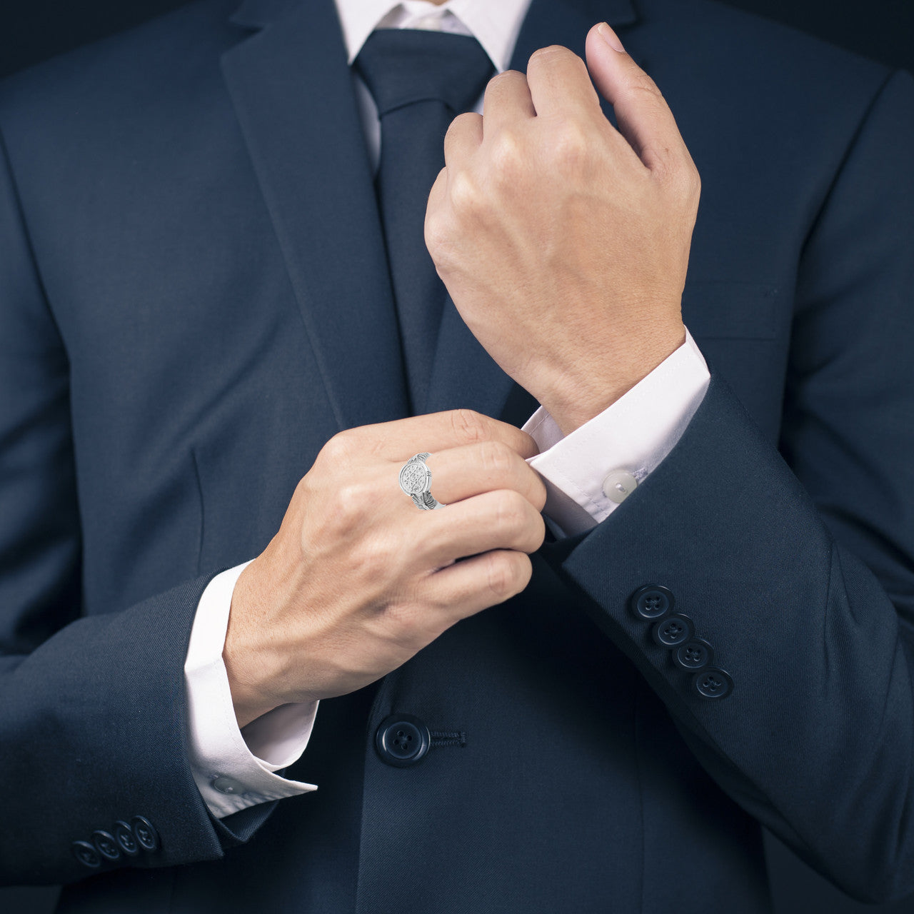 .925 Sterling Silver Seal of King Solomon Jewish Star of David Signet Ring