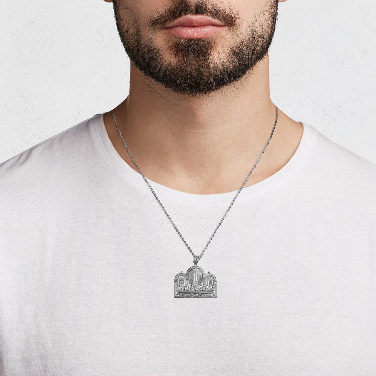 .925 Sterling Silver The Last Supper Jesus & Apostles Pendant Necklace