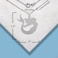.925 Sterling Silver Engravable Sea Mermaid Ocean Pendant Necklace