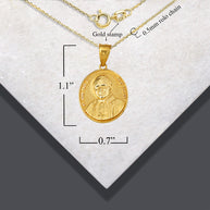 Gold Religious Patron Saint John Paul II Beaded Medallion Pendant Necklace (Available in Yellow/Rose/White Gold)