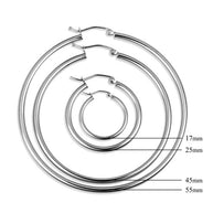 14K White Gold Thin Tube Hoop Earrings (Available in Small/Medium/Large/X-Large))