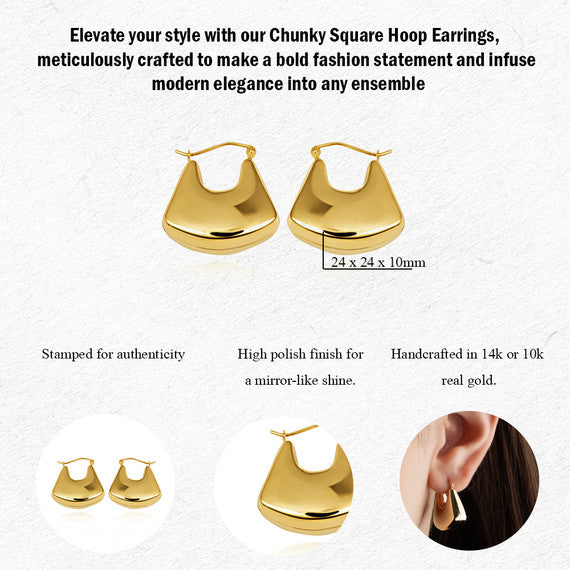 Yellow Gold Purse Hoop Earrings