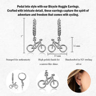 .925 Sterling Silver Bicycle Cuban Link Huggie Hoop Earrings