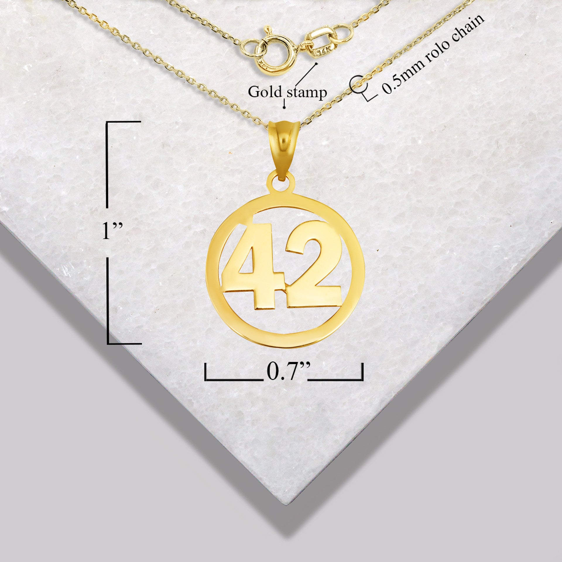 Gold Personalized Jersey Number Sports Circle Pendant Necklace (Available in Yellow/Rose/White Gold)