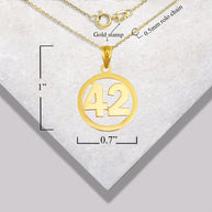 Gold Personalized Jersey Number Sports Circle Pendant Necklace (Available in Yellow/Rose/White Gold)