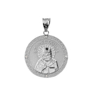 Sterling Silver Greek Orthodox Saint Nectarios of Aegina Engravable CZ Medallion Pendant Necklace 1.01