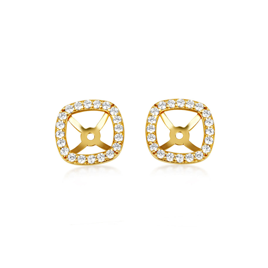 14K Gold Lab Grown Diamond Square Halo Earring Jacket Studs (Available in Yellow/Rose/White Gold)