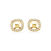 14K Gold Lab Grown Diamond Square Halo Earring Jacket Studs (Available in Yellow/Rose/White Gold)