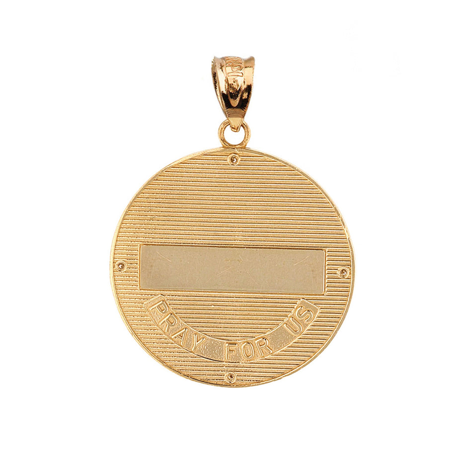 Solid Gold Greek Orthodox Saint Nectarios of Aegina Engravable Diamond Medallion Pendant Necklace 1.16 