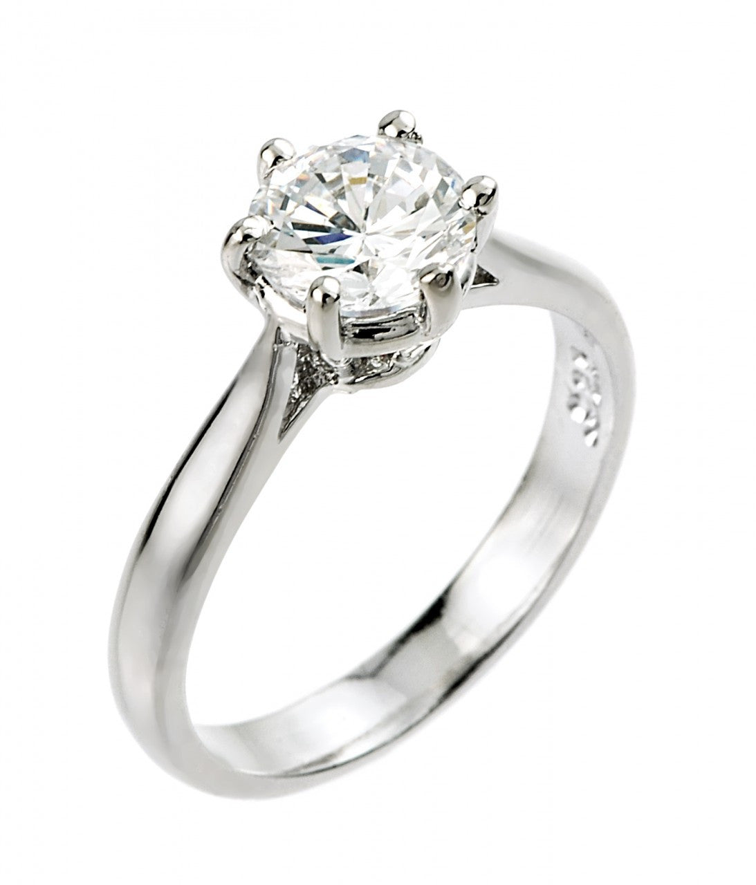 White Gold 1 ct CZ (6mm) Solitaire Engagement Ring