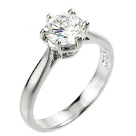 White Gold 1 ct CZ (6mm) Solitaire Engagement Ring