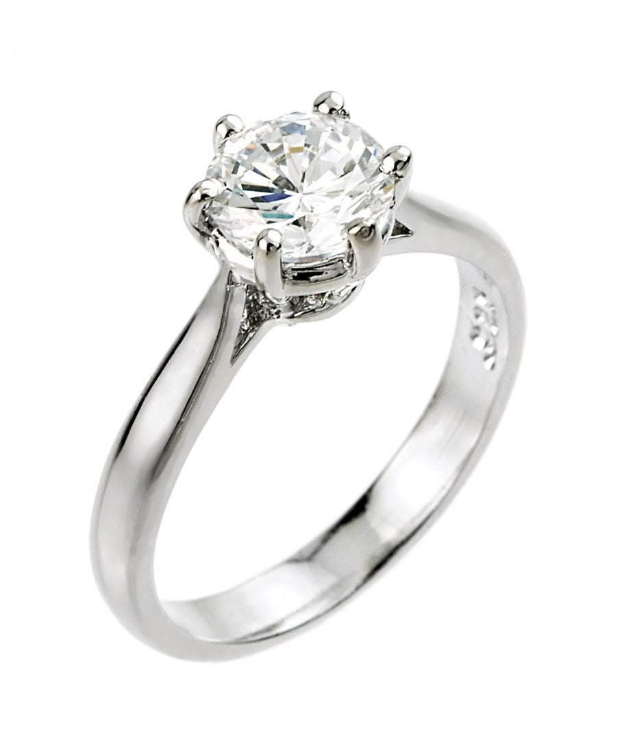 White Gold 2 ct CZ (8mm) Solitaire Engagement Ring