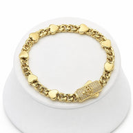 10K Yellow Gold Hearts Chino Link Monaco Bracelet