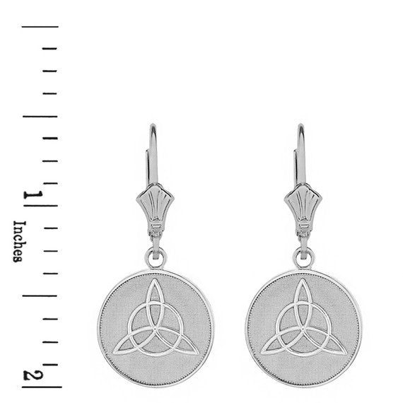 Sterling Silver Triquetra Irish Celtic Disc Circle Earring Set