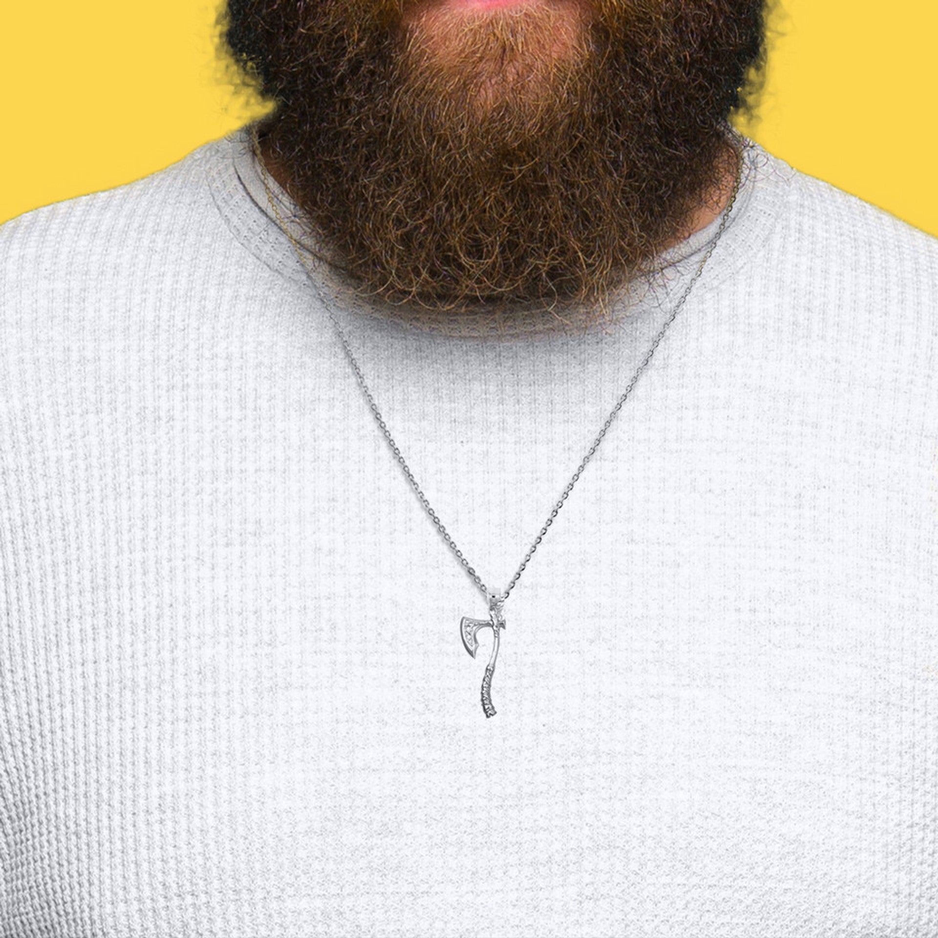 .925 Sterling Silver Viking Norse Battle Axe Pendant Necklace