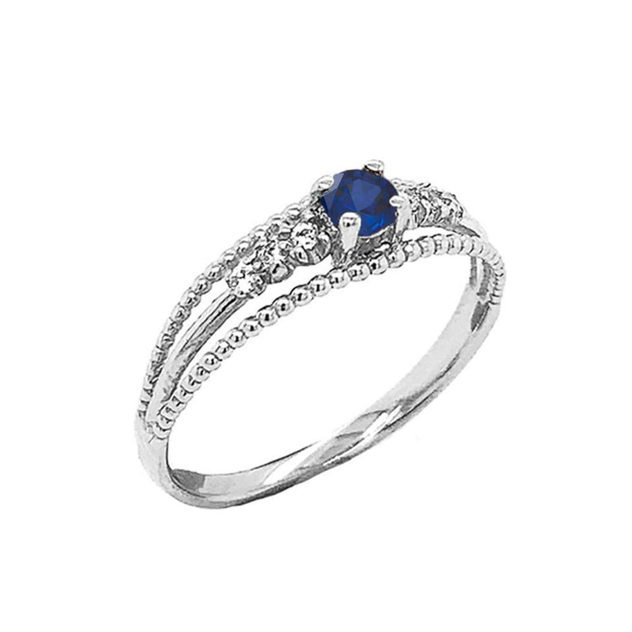 Genuine Birthstone and Diamond Modern Engagement/Promise Ring in Sterling Silver