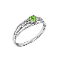 Genuine Birthstone and Diamond Modern Engagement/Promise Ring in Sterling Silver