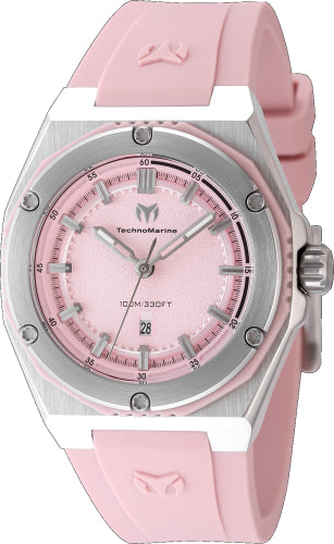TechnoMarine Lady's TM-416053 CORAL Quartz 3 Hand Pink Dial Watch