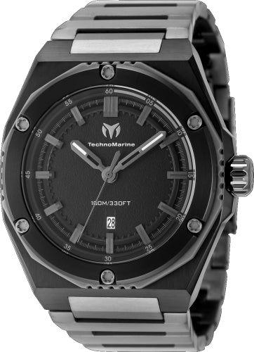 Technomarine Men's TM-416061 CORAL Quartz 3 Hand Black Dial Watch