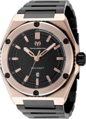 Technomarine Men's TM-416063 CORAL Quartz 3 Hand Black Dial Watch