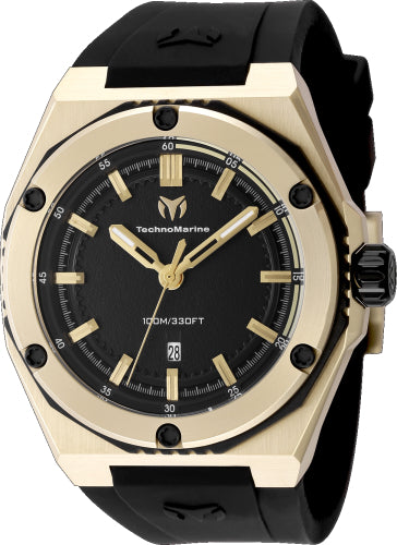 Technomarine Men's TM-416064 CORAL Quartz 3 Hand Black Dial Watch
