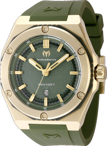 Technomarine Men's TM-416070 CORAL Quartz 3 Hand Olive Green Dial Watch