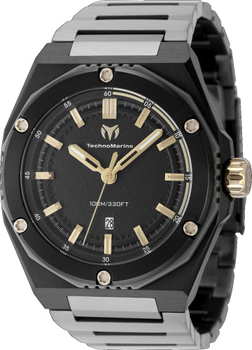 Technomarine Men's TM-416088 CORAL Quartz 3 Hand Black Dial Watch