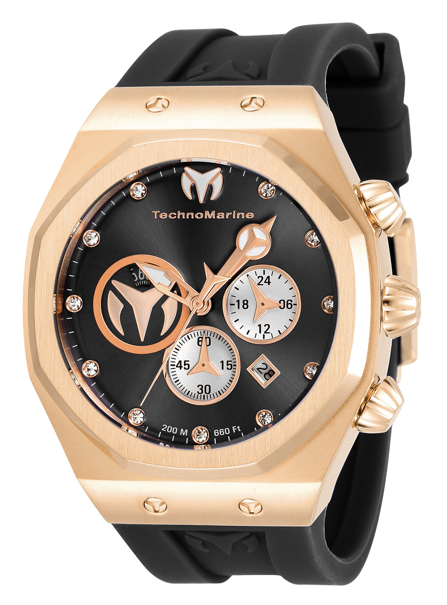 Technomarine Men's TM-520004 Reef Quartz Chronograph Black, Silver, Rose Gold Dial Watch